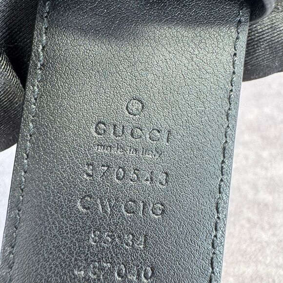 Authentic Gucci Guccissima Embossed Black Leather Gg Marmont Belt 370543 85/34 - Picture 9 of 11